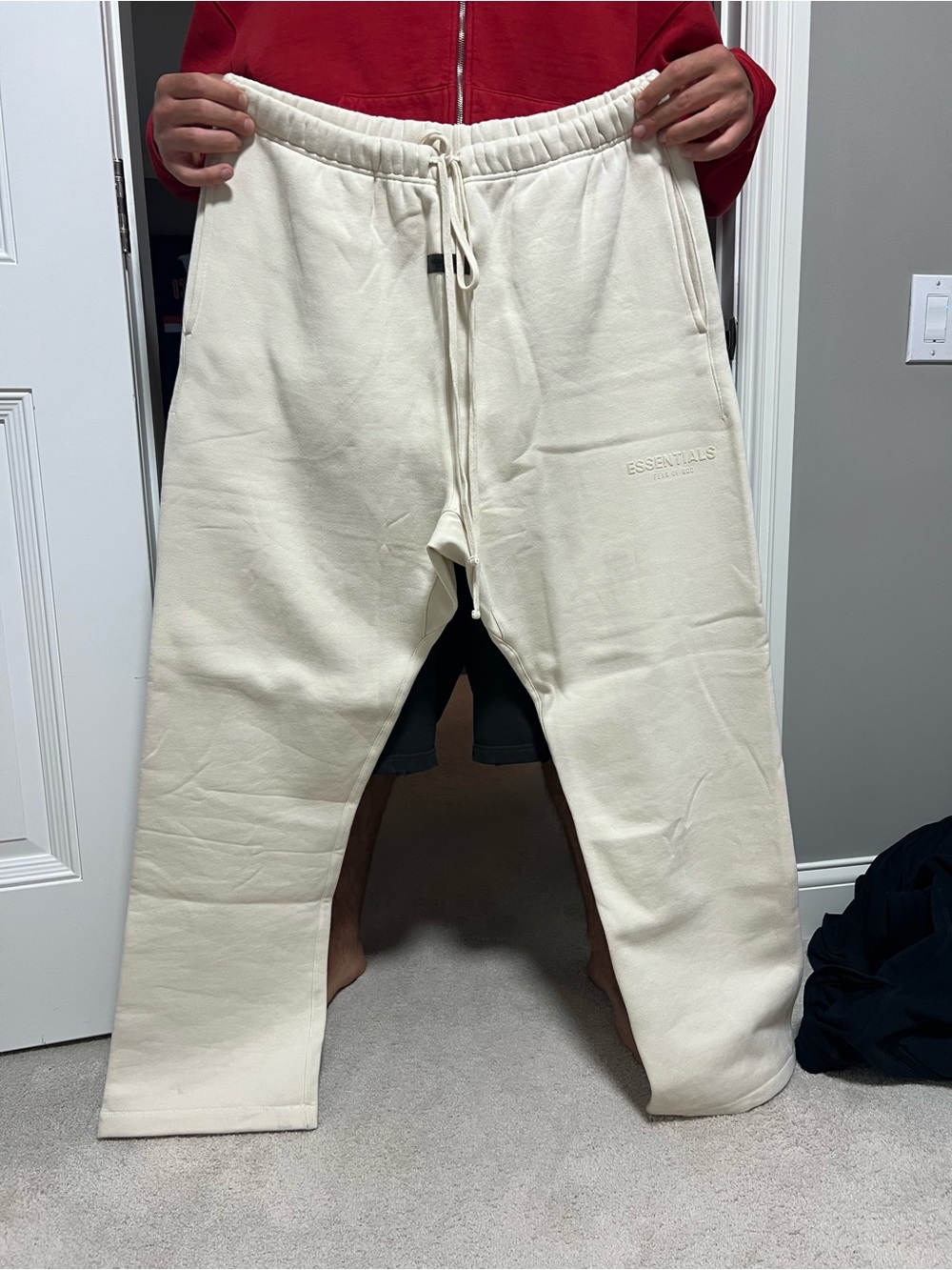 Essentials Men's Cream/Off-White Sweatpants with Drawstring